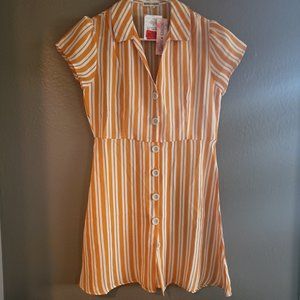 NWT - Junior Stripe Crepe Shirt Dress